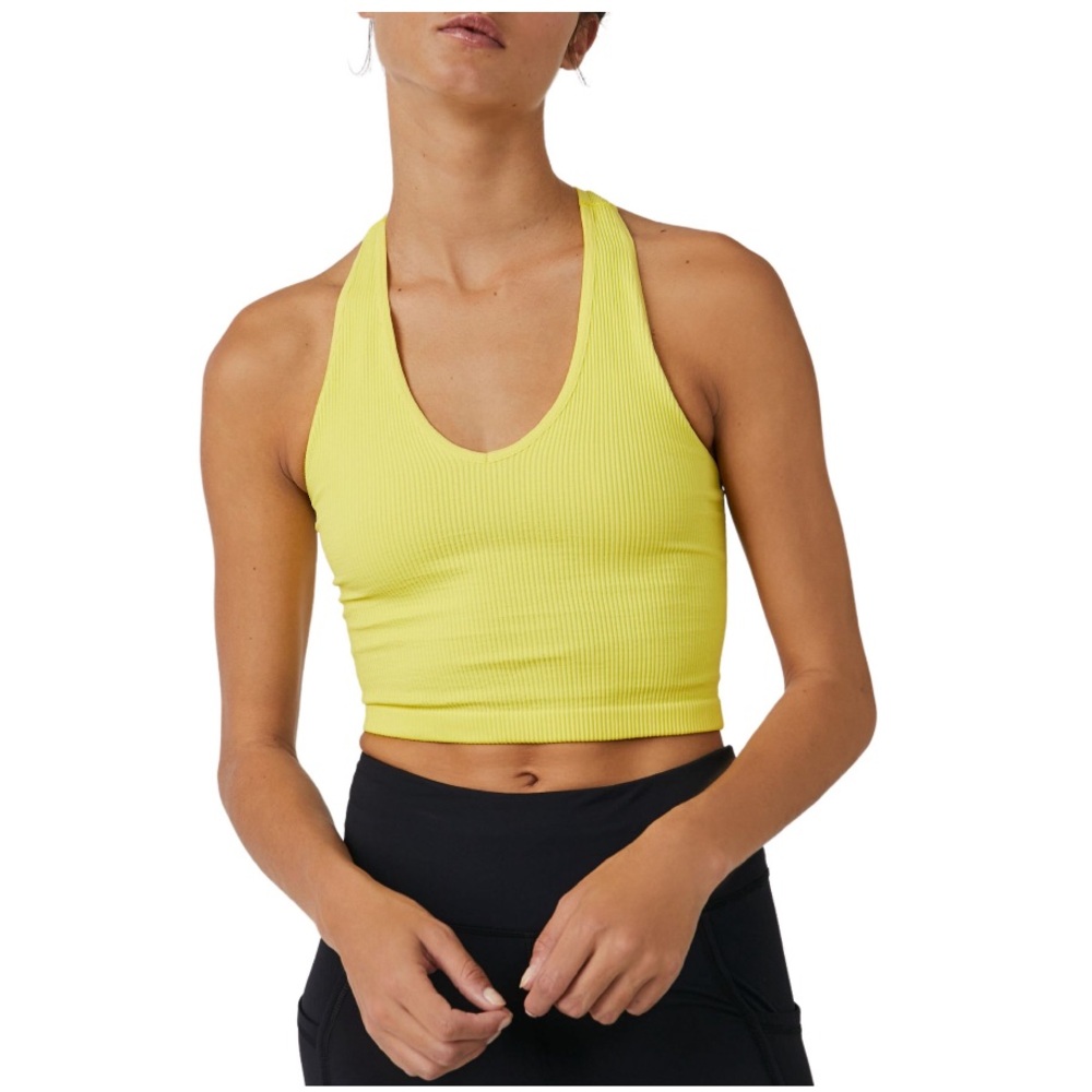 NWT Free People Movement Free Throw Long Crop Top in Lemon Verbana